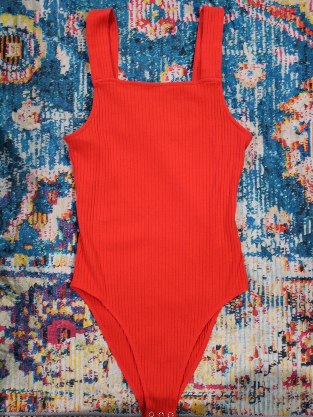 Red/Orange Ribbed Tank Bodysuit